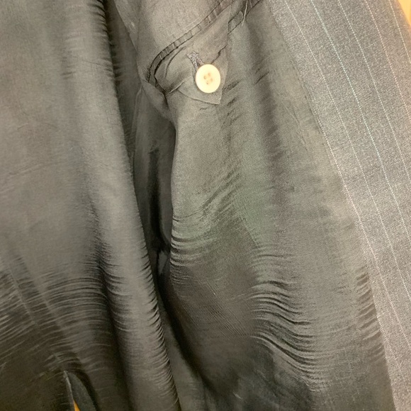 OAKTON LTD VINTAGE PINSTRIPE BLAZER Charcoal Gray 100% Wool Size 48XT Two Button - Picture 6 of 10